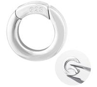Pndeyo 925 Sterling Silver Round Jewelry Clasps, Hypoallergenic Necklace Enhancer Shortener, Spring Bail Clasp Rings Connector Carabiner for Bracelet Anklet Jewelry Making- Silver