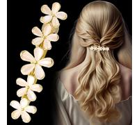 Pndeyo Flower Opal Hair Clip for Women, Sparkly French Hair Barrettes, Floral Wedding Decorative Hair Pin Accessories for Long Short Thick Thin Curly Wavy Straight Hair- Gold