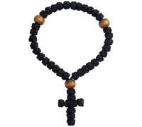 Pndeyo Handmade 33 Knot Prayer Rope, Traditional Christian Orthodox Greek Russian Komboskoini Prayer Rope, Blessed Cross Car Hanging Charms- Black