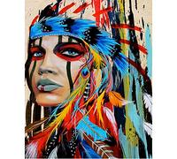 PNDGMCSY Paint by Numbers Kits with Brushes and Acrylic Pigment DIY Canvas Painting for Kids Adults Beginner, Paint by Numbers DIY Oil Painting - Native American Indian Woman 16 x 20 inch