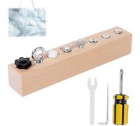 Pnedeodm Educational Screw-Tightening Busy Board, Activity Board with Wooden Screwdriver Set, Fine Motor Skills Learning Toy for Hand Eye Coordination (8-Hole Screw Set)