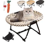 Pnedeodm Elevated Dog Bed - Portable Foldable Metal Frame Outdoor Pet Cot, Non Sli Washable Raised Pet Bed - Breathable Mesh Cooling Rest, For Dogs, Puppies, Cats, Indoor, Outdoor (Cotton Fabric)