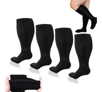 Pnedeodm Everstride Compression Socks, Everstride Advanced Wide Compression for Women Wide Calf (UK, Alpha, 5XL, Regular, Regular, Black)
