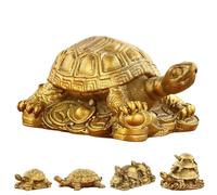 Pnedeodm Pyrite Crystal Turtle Inspired Decor, Brass Turtle Figurine, Pyrite Tortoise Inspired Decor Figurines,Lucky Tortoise Statue Gift for Desk Shelf Home Office Display (A)