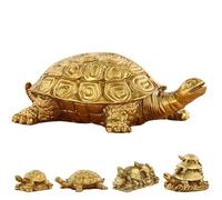 Pnedeodm Pyrite Crystal Turtle Inspired Decor, Brass Turtle Figurine, Pyrite Tortoise Inspired Decor Figurines,Lucky Tortoise Statue Gift for Desk Shelf Home Office Display (B)