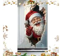 Pnedeodm Santa Claus Door Frame Banner, Happy Christmas Door Banner Santa, 90 × 180cm Funny Merry Christmas Front Door Cover for Home Winter Holiday Party Supplies (C)