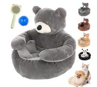 Pnedeodm Teddy Bear Dog Bed with Arms, Super Soft Cuddle Nest with Detachable Cover and Non-Slip Bottom, Cute Soft Warm Plush Hugging Pet Sofa Cozy Bed for Small Dogs and Cats (AM)