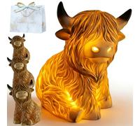 Pnedeodm The Cozy Highland Glow: Highland Cattle Lamp, Highland Cow Night Light with Soft Glow, Cute Vintage Farmhouse Accent Lights for Bedroom, Living Room, Shelf & Gift (30cm)