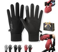 Pnedeodm Thermal Touch Screen Winter Gloves, Touch Screen Snow Warmest Winter Ski Gloves with Palm Anti-Slip Silicone Strip, Windproof & Waterproof Thermal Cycling Gloves for Men Women (Black, M)