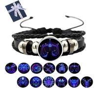 Pnedeodm Zodiac Signs Bracelet, Multilayer Adjustable Twelve Constellation Zodiac Leather Bracelets, Manifestation Bracelet for Women Men (Libra)