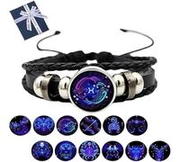 Pnedeodm Zodiac Signs Bracelet, Multilayer Adjustable Twelve Constellation Zodiac Leather Bracelets, Manifestation Bracelet for Women Men (Pisces)