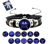 Pnedeodm Zodiac Signs Bracelet, Multilayer Adjustable Twelve Constellation Zodiac Leather Bracelets, Manifestation Bracelet for Women Men (Gemini)