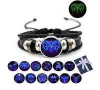 Pnedeodm Zodiac Signs Spirit Bracelet, Multilayer Adjustable Twelve Constellation Zodiac Leather Bracelets, 2023 NEW Zodiac Bracelet, Serene Manifestation Bracelet for Women Men (Aries)