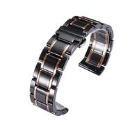 PNESHGTT 16 18 20 22 24mm Universal Quick Release Ceramics Stainless Steel Watch Band Compatible With Panerai Hamilton Tissot Men Women(Black rose gold,21mm)