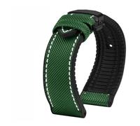 PNESHGTT 20 21 22MM Bracelet Compatible With IWC Pilot Mark 18 Spitfire Fighter Portugal Carbon Fiber Nylon Rubber Watch Strap Men's Canvas Watchband(A-green-black,21mm)