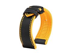PNESHGTT 20 21 22MM Bracelet Compatible With IWC Pilot Mark 18 Spitfire Fighter Portugal Carbon Fiber Nylon Rubber Watch Strap Men's Canvas Watchband(A-black y-black,22mm)