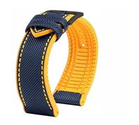 PNESHGTT 20 21 22MM Bracelet Compatible With IWC Pilot Mark 18 Spitfire Fighter Portugal Carbon Fiber Nylon Rubber Watch Strap Men's Canvas Watchband(Blue yellow-black,22mm)