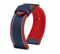 PNESHGTT 20 21 22MM Bracelet Compatible With IWC Pilot Mark 18 Spitfire Fighter Portugal Carbon Fiber Nylon Rubber Watch Strap Men's Canvas Watchband(Blue red-black,24mm)