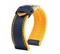 PNESHGTT 20 21 22MM Bracelet Compatible With IWC Pilot Mark 18 Spitfire Fighter Portugal Carbon Fiber Nylon Rubber Watch Strap Men's Canvas Watchband(Blue yellow-silver,20mm)