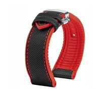 PNESHGTT 20 21 22MM Bracelet Compatible With IWC Pilot Mark 18 Spitfire Fighter Portugal Carbon Fiber Nylon Rubber Watch Strap Men's Canvas Watchband(A-black red-silver,20mm)