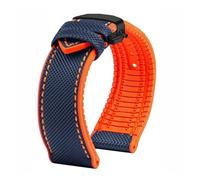 PNESHGTT 20 21 22MM Bracelet Compatible With IWC Pilot Mark 18 Spitfire Fighter Portugal Carbon Fiber Nylon Rubber Watch Strap Men's Canvas Watchband(A-blue o-black,24mm)