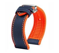 PNESHGTT 20 21 22MM Bracelet Compatible With IWC Pilot Mark 18 Spitfire Fighter Portugal Carbon Fiber Nylon Rubber Watch Strap Men's Canvas Watchband(A-blue o-silver,22mm)