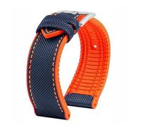 PNESHGTT 20 21 22MM Bracelet Compatible With IWC Pilot Mark 18 Spitfire Fighter Portugal Carbon Fiber Nylon Rubber Watch Strap Men's Canvas Watchband(Blue orange-silver,24mm)