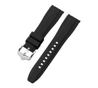 PNESHGTT 20mm 22mm Rubber Strap Curved End Silicone Watch Band compatible with Swatch compatible with Omega Moonswatch Bracelet Waterproof Wristband(Black,22mm)