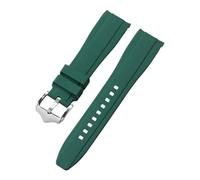 PNESHGTT 20mm 22mm Rubber Strap Curved End Silicone Watch Band compatible with Swatch compatible with Omega Moonswatch Bracelet Waterproof Wristband(Dark Green,20mm)