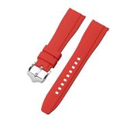 PNESHGTT 20mm 22mm Rubber Strap Curved End Silicone Watch Band compatible with Swatch compatible with Omega Moonswatch Bracelet Waterproof Wristband(Red,22mm)
