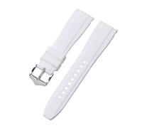 PNESHGTT 20mm 22mm Rubber Strap Curved End Silicone Watch Band compatible with Swatch compatible with Omega Moonswatch Bracelet Waterproof Wristband(White,22mm)