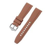 PNESHGTT 20mm 22mm Rubber Strap Curved End Silicone Watch Band compatible with Swatch compatible with Omega Moonswatch Bracelet Waterproof Wristband(Brown,20mm)