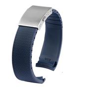 PNESHGTT 21mm Curved End Rubber Watchband Compatible With Longines Conquest HydroConquest L3.781 642 742 782 Sports Diving Silicone Blue Watch Strap(Blue-silver clasp)