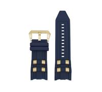 PNESHGTT 26mm Rubber Watch Strap Compatible Compatible With Invicta Russian Professional Divers Silicone Metal Pellet Men Bang Bracelet(Blue gold)