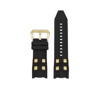 PNESHGTT 26mm Rubber Watch Strap Compatible Compatible With Invicta Russian Professional Divers Silicone Metal Pellet Men Bang Bracelet(Black gold)