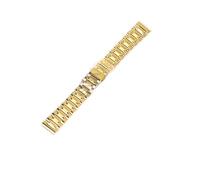 PNESHGTT Compatible With 6018 Flat End Solid Stainless Steel Watch Band With Butterfly Clasp Unisex Full Strap Men And Women 12-24mm(Gold,21mm)