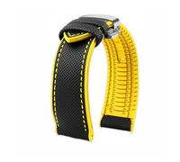 PNESHGTT Compatible with canvas nylon rubber strap 20mm 22mm 24 waterproof compatible with Breitling Omega IWC West Rail Tudor Hamilton(Black Yellow silverB,22mm)