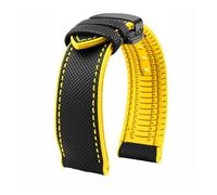 PNESHGTT Compatible with canvas nylon rubber strap 20mm 22mm 24 waterproof compatible with Breitling Omega IWC West Rail Tudor Hamilton(Black Yellow BlackB,19mm)