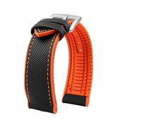 PNESHGTT Compatible With Citizen Tudor Series 11 Colors Unisex Nylon Rubber Bottom Strap 20mm 22mm 23mm Waterproof Watchband(Black orange-S pin,18mm-width)