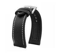 PNESHGTT Compatible With Citizen Tudor Series 11 Colors Unisex Nylon Rubber Bottom Strap 20mm 22mm 23mm Waterproof Watchband(Black white-S pin,18mm-width)