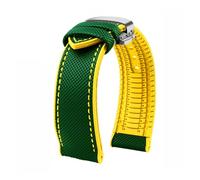 PNESHGTT Compatible With Citizen Tudor Series 11 Colors Unisex Nylon Rubber Bottom Strap 20mm 22mm 23mm Waterproof Watchband(Green yellow-silver,18mm-width)