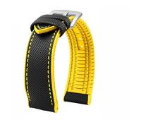 PNESHGTT Compatible With Citizen Tudor Series 11 Colors Unisex Nylon Rubber Bottom Strap 20mm 22mm 23mm Waterproof Watchband(Black yellow-S pin,18mm-width)