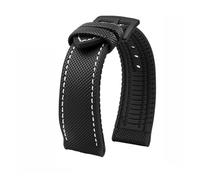 PNESHGTT Compatible With Citizen Tudor Series 11 Colors Unisex Nylon Rubber Bottom Strap 20mm 22mm 23mm Waterproof Watchband(Black white-B pin,18mm-width)