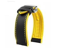 PNESHGTT Compatible With Citizen Tudor Series 11 Colors Unisex Nylon Rubber Bottom Strap 20mm 22mm 23mm Waterproof Watchband(Black yellow-silver,18mm-width)
