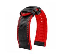 PNESHGTT Compatible With Citizen Tudor Series 11 Colors Unisex Nylon Rubber Bottom Strap 20mm 22mm 23mm Waterproof Watchband(Black red-black,18mm-width)