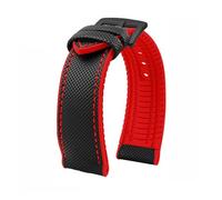 PNESHGTT Compatible With Citizen Tudor Series 11 Colors Unisex Nylon Rubber Bottom Strap 20mm 22mm 23mm Waterproof Watchband(Black red-B pin,18mm-width)