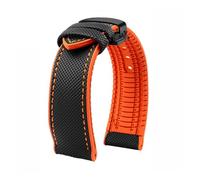 PNESHGTT Compatible With Citizen Tudor Series 11 Colors Unisex Nylon Rubber Bottom Strap 20mm 22mm 23mm Waterproof Watchband(Black orange-black,18mm-width)