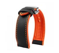 PNESHGTT Compatible With Citizen Tudor Series 11 Colors Unisex Nylon Rubber Bottom Strap 20mm 22mm 23mm Waterproof Watchband(Black orange-silver,23mm-width)