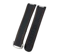 PNESHGTT Compatible With Curved End Rubber Watchband 20mm Compatible With Omega Seamaster AT150 Watch Band Co-Branded Planet Series Moon Mercury Silicone Strap(Black oeange round,20MM_SILVER BUCKLE)