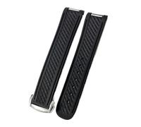 PNESHGTT Compatible With Curved End Rubber Watchband 20mm Compatible With Omega Seamaster AT150 Watch Band Co-Branded Planet Series Moon Mercury Silicone Strap(Black black round,19MM_ROSE BUCKLE)